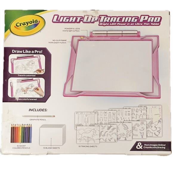 NEW Crayola Light Up Tracing Pad Drawing Pad Gift Toy 6+ Pink Colored Pencil Art - Picture 3 of 11